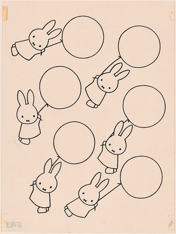 zes konijnen hangen aan een ballon