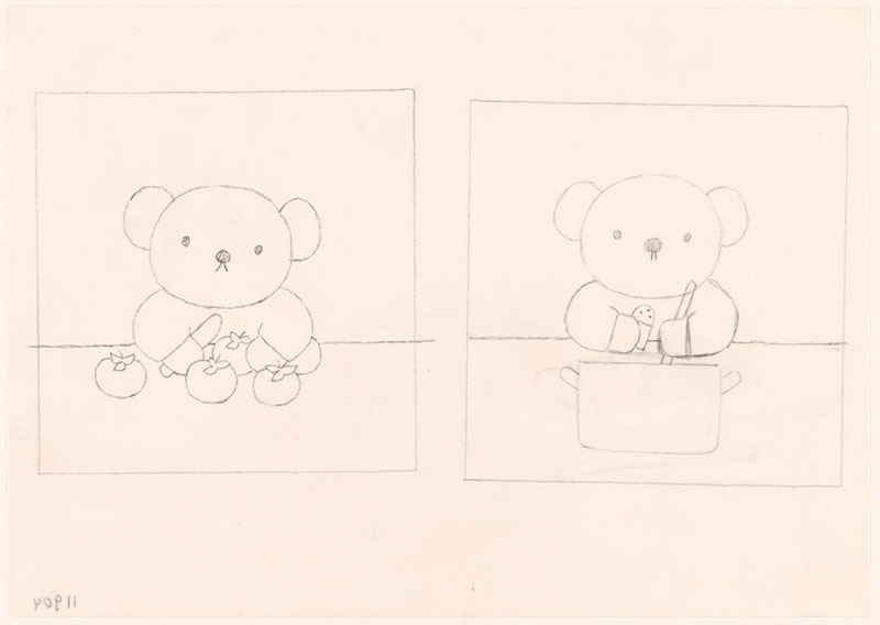 boris beer [boris snijdt tomaten in stukken en roert in een pan soep, niet opgenomen in kinderboek, gebruikt voor boris eet tomatensoep op p. 23]